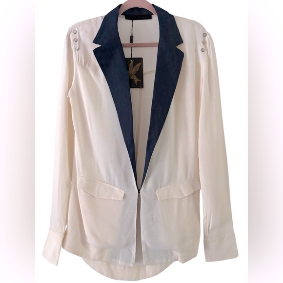 One Teaspoon Cream and Chambray Lightweight Blazer NWT - Picture 1 of 5